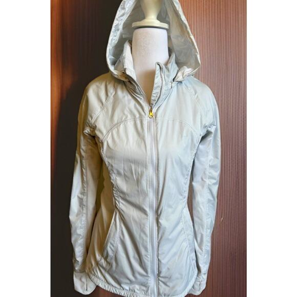 Lululemon Womens Athletica Jacket Hooded White Full Zip Reversible Rain Wind 6 - Picture 1 of 16
